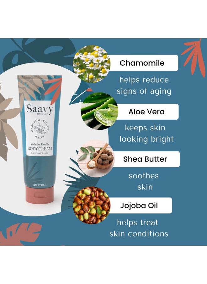 Saavy Naturals Tahitian Vanilla Body Cream for Men & Women, Absorbent Shea Butter Vegan Formula, Thick and Creamy, Naturally Scented Body Lotion for Dry Skin, 8.5 Oz, 2 Pack. Made in the USA  - Image 5