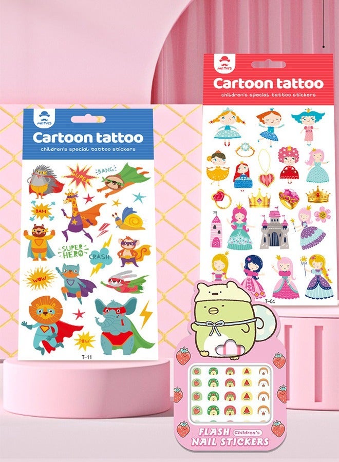 GROIC 102 Pcs Temporary Tattoos and 4 Sheets Watch Fake Tattoo Stickers, Cartoon Waterproof Body Sticker for Space Animal Car Theme Decorations Favor Party Supplies - Image 2
