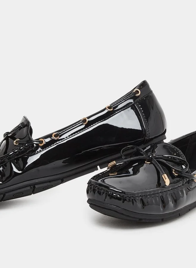 Styli Styli Women Black Patent Leather Look Loafers