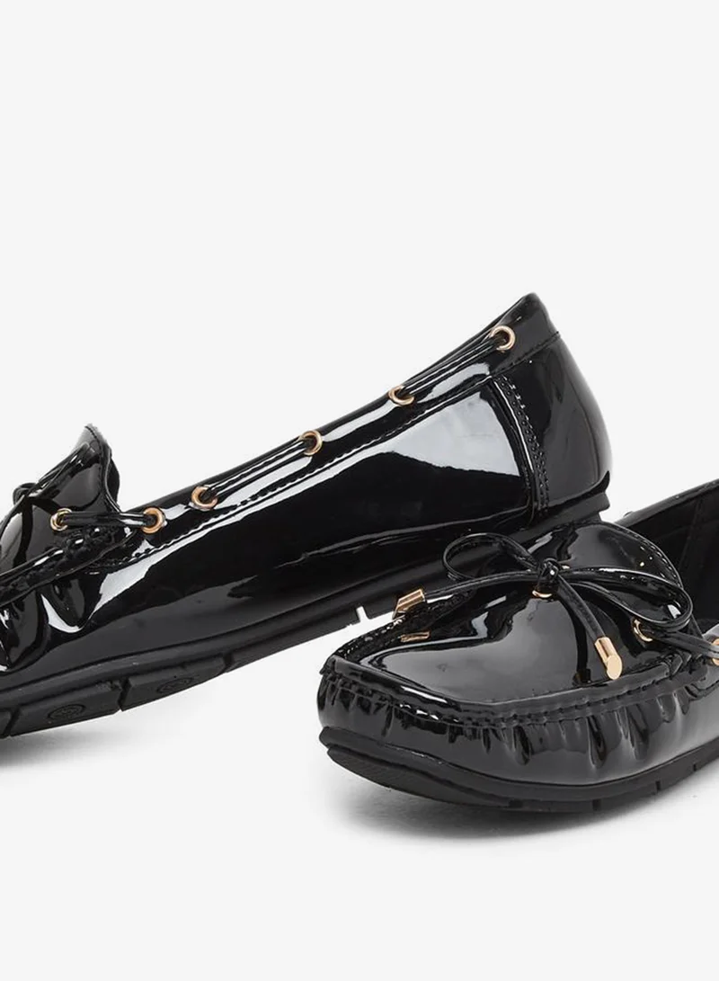 Styli  Styli Women Black Patent Leather Look Loafers for Women | Best Price UAE
