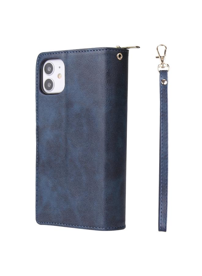 اس-توب جراب لهاتف iPhone 11 Pro، حقيبة محفظة بسحاب، جراب جلدي PU قلاب أفقي مع حامل و9 فتحات للبطاقات ومحفظة وحبل وإطار صورة - Image 3