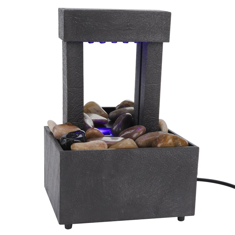 USB LED Indoor Water Fountain Lighted Waterfall Tabletop Fountain with Stones for Office Home Decor - Image 5