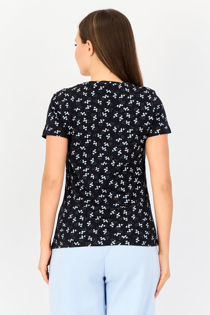 zivame Rosaline x Zivame Women 2 Pieces Crew Neck Graphic Print Short Sleeve Sleepwear Top, Multicolor - Image 2