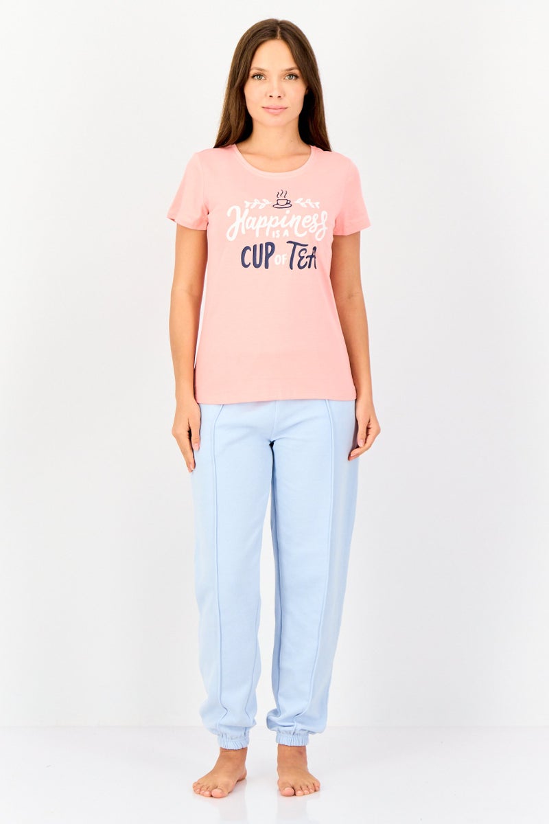 zivame Rosaline x Zivame Women 2 Pieces Crew Neck Graphic Print Short Sleeve Sleepwear Top, Multicolor - Image 5