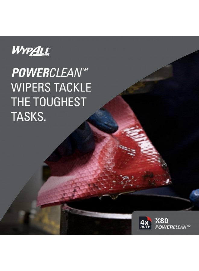 WypAll WypAll Power Clean X80 Heavy Duty Cloths (41055), Extended Use Cloths Jumbo Roll, Red, 475 Sheets / Roll; 1 Roll / Case - Image 4