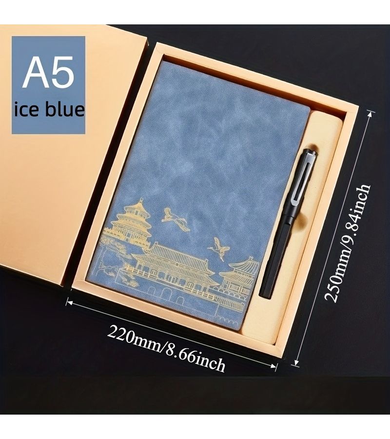 A5 Light Blue Gift Box Set with Notebook Pen and Refills 80 Pages - Image 2