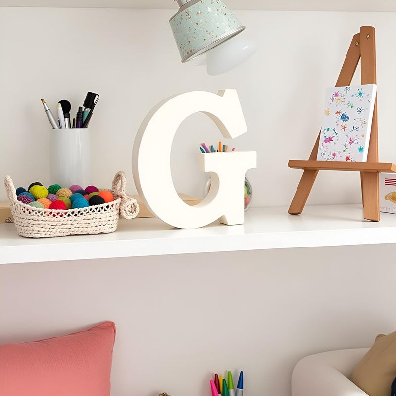 AKDAMA Wooden G Letter- English Upper Case Alphabets Cutouts for Art and Craft Work (G_White_15x2.5 cm) - Image 3