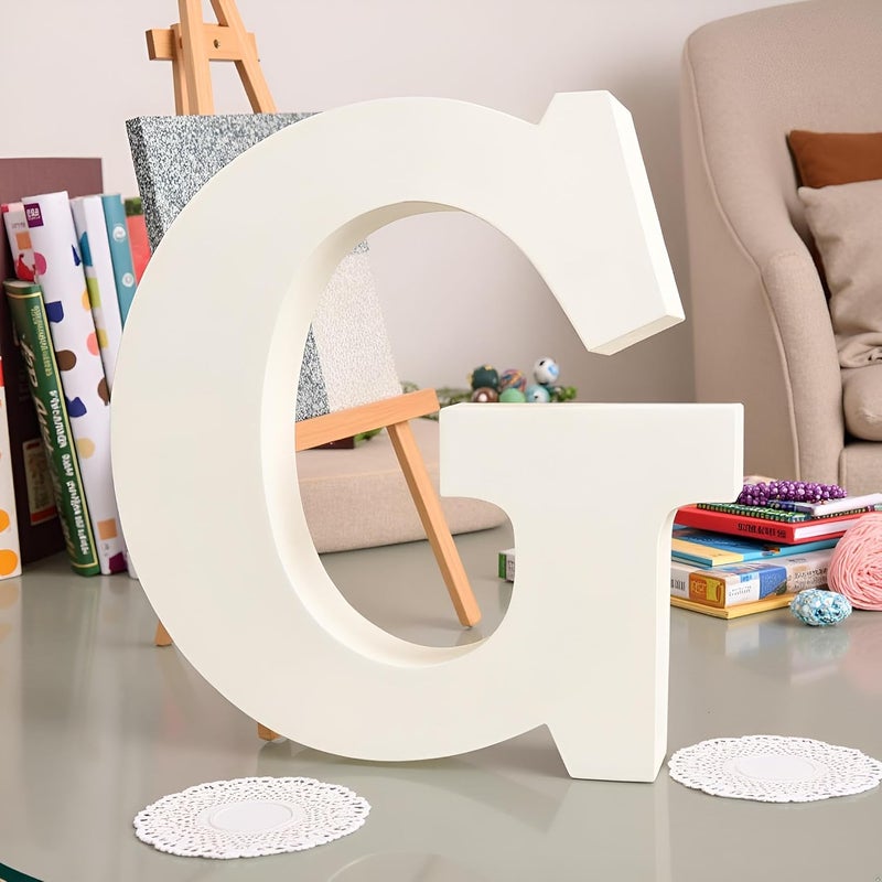 AKDAMA Wooden G Letter- English Upper Case Alphabets Cutouts for Art and Craft Work (G_White_15x2.5 cm) - Image 2