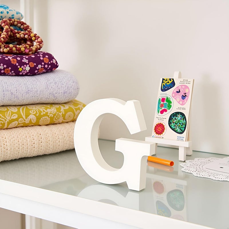 AKDAMA Wooden G Letter- English Upper Case Alphabets Cutouts for Art and Craft Work (G_White_15x2.5 cm) - Image 4