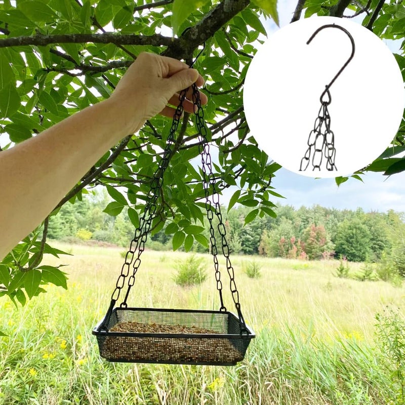 Evelots Hanging Bird Feeder Tray-4 Pack- Sturdy Metal Mesh Seed & Suet Platform-Attract Wild Birds in Backyard-Long 16 Inch Metal Chain-Water Drains Out - Image 4