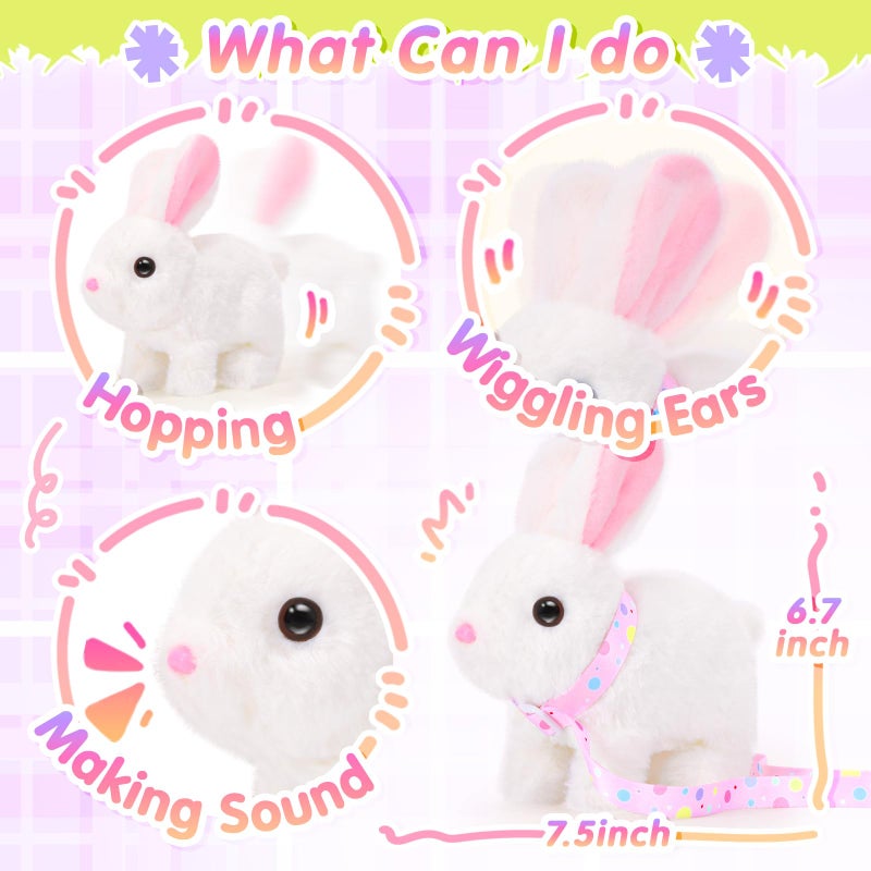 Tagitary Easter Plush Toys Interactive Bunny for Kids That Wiggling Ears,Hopping,Twitching Nose with Sounds,Realistic Rabbit Toy with Leash and Wind Up Toys,Easter Birthday Gift for Toddlers - Image 5