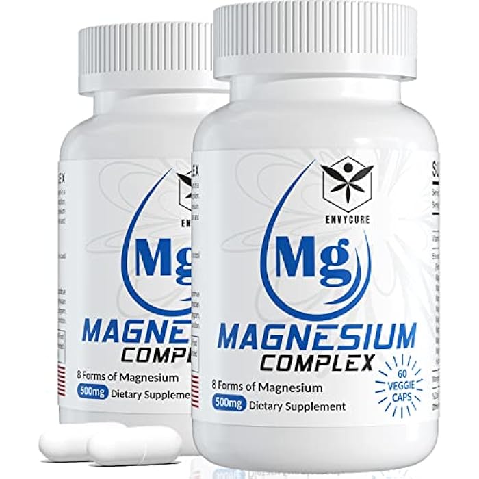 EnvyCure Magnesium Complex Supplement 8 Forms, 500mg Magnesium Glycinate, Malate, Citrate, High Absorption Mg for Calm, Sleep, Mood & Healthy Muscle, Pack of 2, Total 120 Vegan Capsules - Image 1