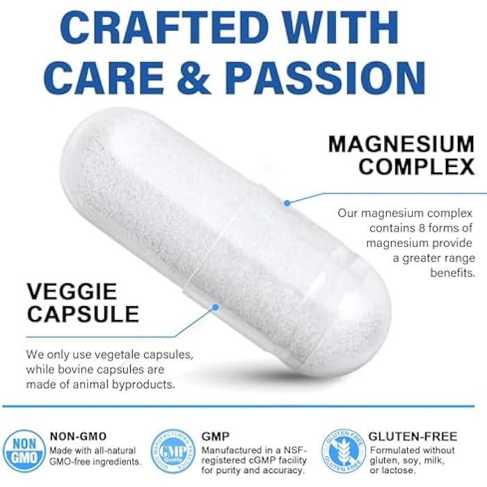 EnvyCure Magnesium Complex Supplement 8 Forms, 500mg Magnesium Glycinate, Malate, Citrate, High Absorption Mg for Calm, Sleep, Mood & Healthy Muscle, Pack of 2, Total 120 Vegan Capsules - Image 5