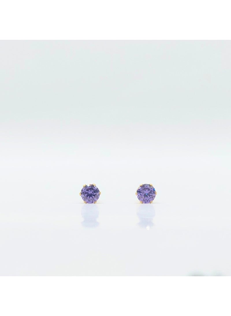 Earss Amethyst Birth Stone Feb Gold Earring | Stainless Steel | 18K Gold Plated  - Image 1