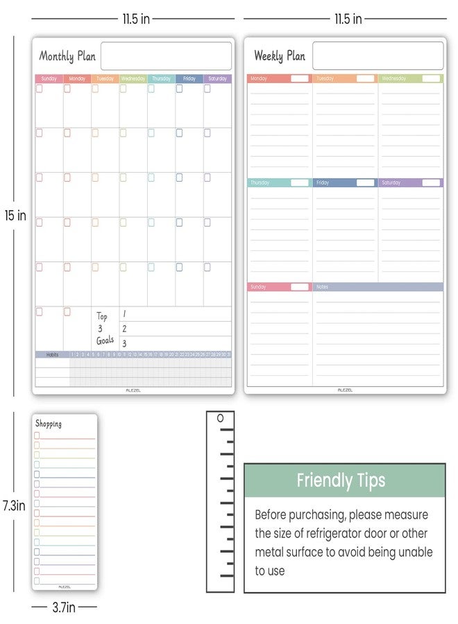 ALEZEL Magnetic Fridge Calendar Whiteboard, Dry Erase Refrigerator Calendar Set (3 Boards) - Magnetic Weekly Calendar for Fridge, Dry Erase Calendar, Grocery List White Board, 3 Markers + Eraser - Image 4