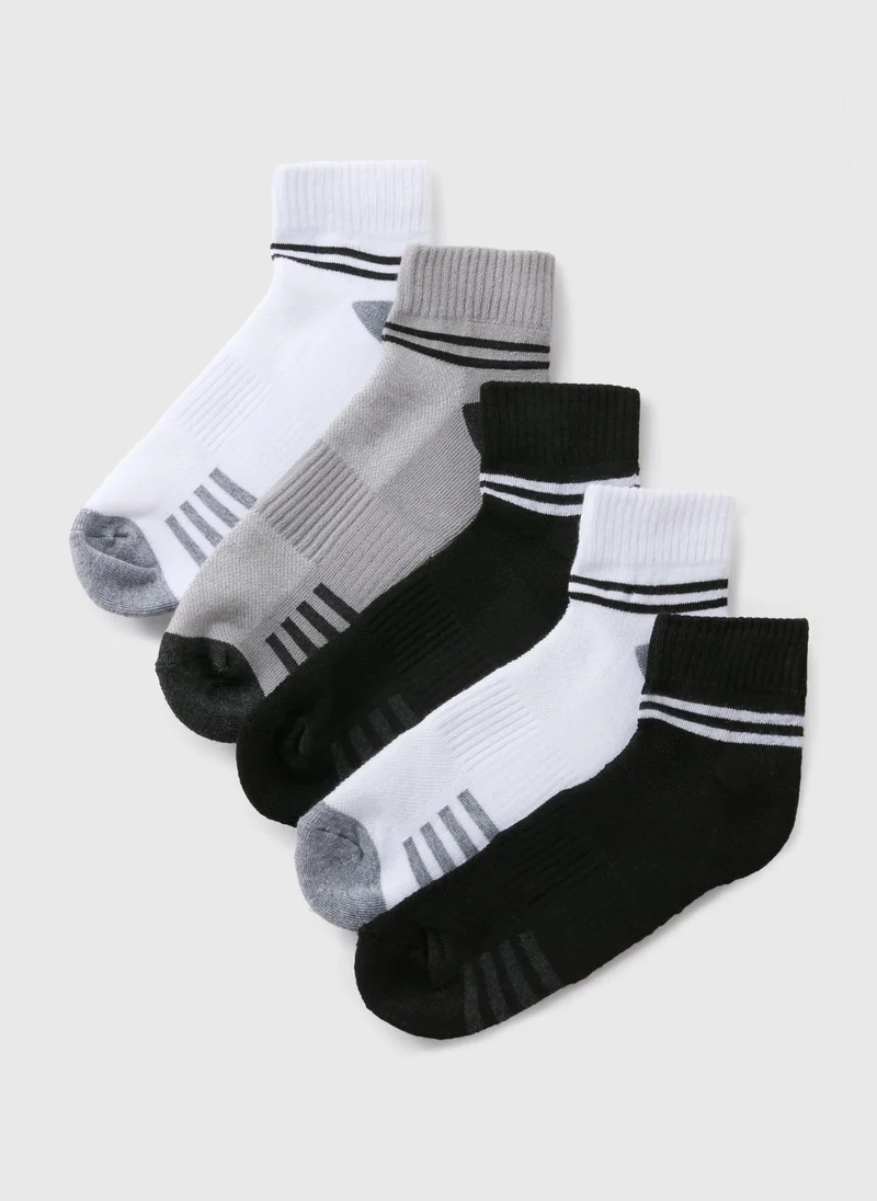 Matalan 5 Pack Mono Quarter Trainer Socks