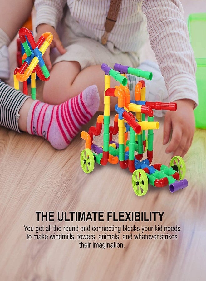 Leaffybezz Non-Toxic Building Blocks Set Educational Construction Toy Puzzles Learning Activity Game for Kids Toys for Children Toys for 2,3,4,5 Years (Approx 99 Piece) (Pipe Puzzle Block) - Image 3