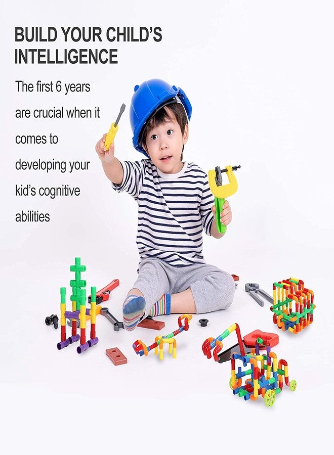 Leaffybezz Non-Toxic Building Blocks Set Educational Construction Toy Puzzles Learning Activity Game for Kids Toys for Children Toys for 2,3,4,5 Years (Approx 99 Piece) (Pipe Puzzle Block) - Image 2