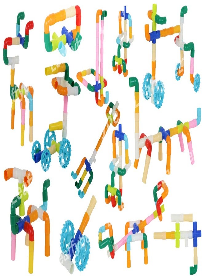 Leaffybezz Non-Toxic Building Blocks Set Educational Construction Toy Puzzles Learning Activity Game for Kids Toys for Children Toys for 2,3,4,5 Years (Approx 99 Piece) (Pipe Puzzle Block) - Image 1