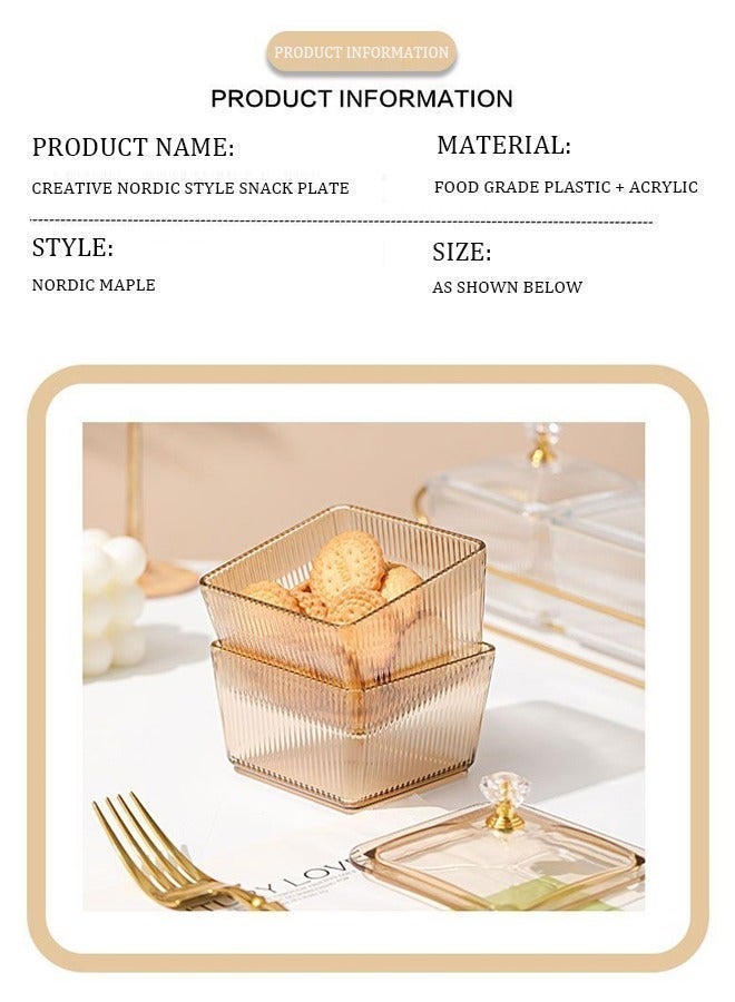 Purrhappy 4-Grids Fruit Plate, Snack Serving Tray, Gold Metal Fruit Basket Bowl, Food Nut Storage Tray With Lid, Kitchen Food Container Set, Storage Organizer for Vegetables Candy Fruit Dips - Image 3