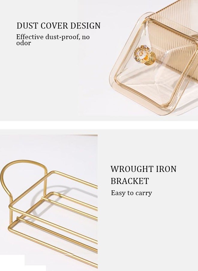 Purrhappy 4-Grids Fruit Plate, Snack Serving Tray, Gold Metal Fruit Basket Bowl, Food Nut Storage Tray With Lid, Kitchen Food Container Set, Storage Organizer for Vegetables Candy Fruit Dips - Image 4