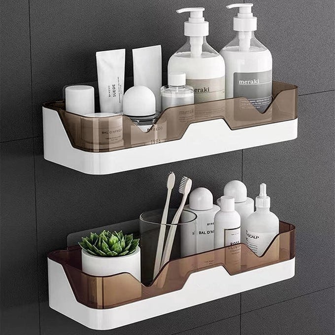BATHROOM ORGANIZER SHOWER CADDY 2 PACK WALL MOUNTED BATH SHELVES KITCHEN ORGANIZATION AND STORAGE BATHROOM WALL MOUNT ADHESIVE SHOWER CADDY CORNER SHAMPOO HOLDER NO DRILLING SPICE RACK