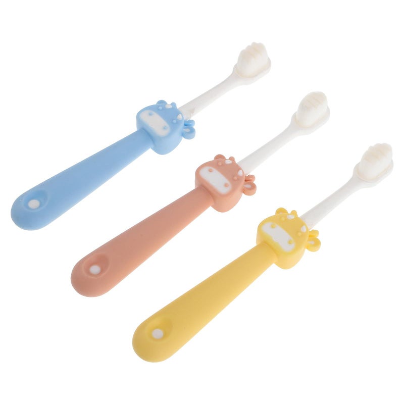Super Soft Bristle Toothbrush Set 3 Pack Non Slip Handle Cartoon Design For Kids Oral Care - Image 2