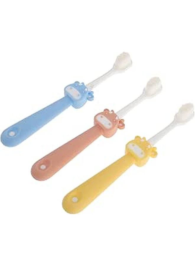 Super Soft Bristle Toothbrush Set 3 Pack Non Slip Handle Cartoon Design For Kids Oral Care - Image 1