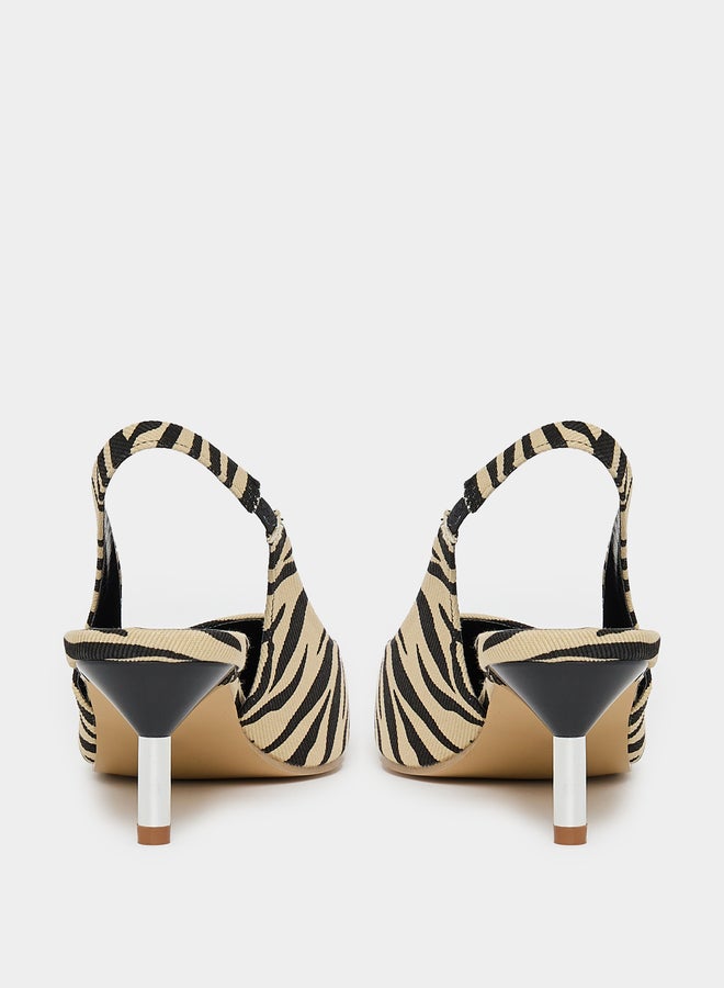 Styli Zebra Print Slingback Pumps  - Image 5
