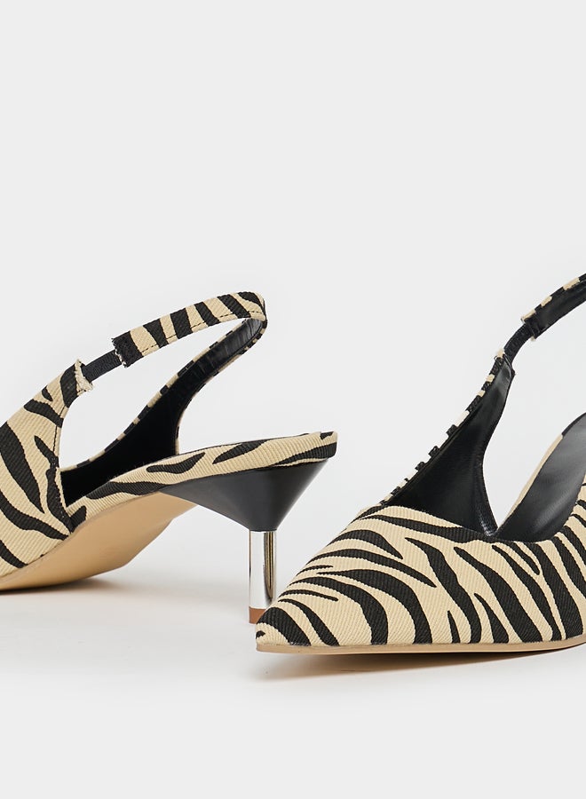 Styli Zebra Print Slingback Pumps  - Image 4