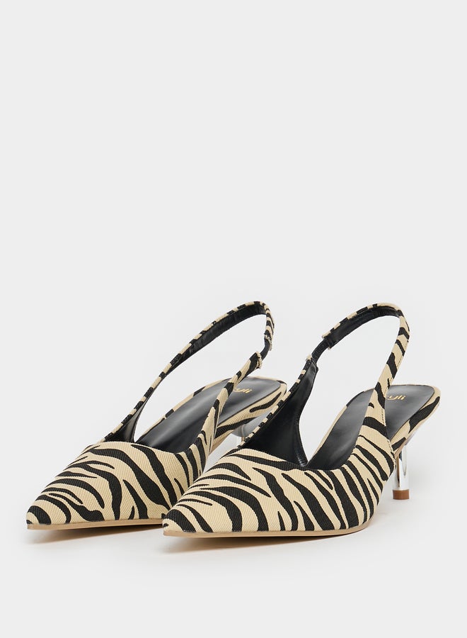 Styli Zebra Print Slingback Pumps  - Image 3