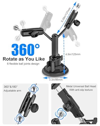 Kolasels Heavy Duty Dual Tablet Holder for Car/Truck [Metal Arm] Dashboard Windshield Double Mount for Vehicle Dash Suction Stand for iPad Pro/Air/iPhone, 5.5-15.6" Tablets Phone - Image 4