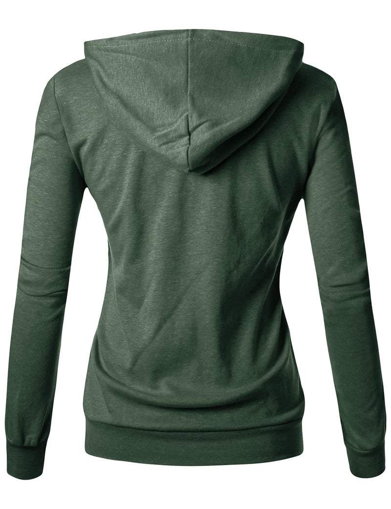 GIVON Women's Lightweight Zip Up Hoodie â€“ Long Sleeve Thin Casual Hooded Jacket, Plus DCF200-JADEGREEN-M - Image 5