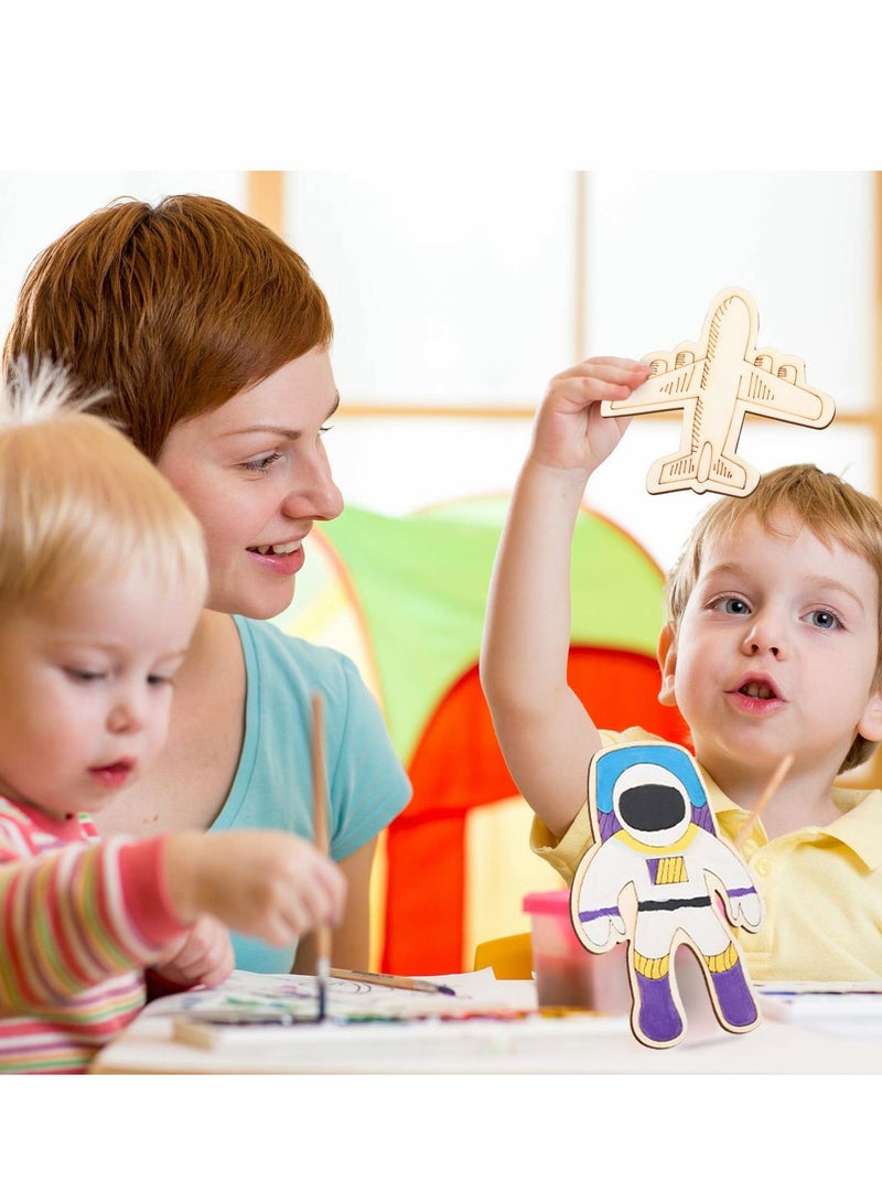 SYOSI 27 Pcs Blank Painting Wood Chips for Kids, Wooden Unfinished Cutout Cartoon Outer Space Theme Painted Wood Chips, Hand Filled Wood Painting Paint Crafts, DIY Crafts, Home Decor Crafts (9 Styles) - Image 5