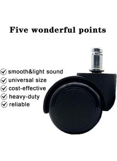GROWVIBE CRAFT Growvibe Heavy Duty Caster Black Pin Wheels for Rolling Chairs Computer Chairs Furniture Appliance Furniture Caster  - Image 2