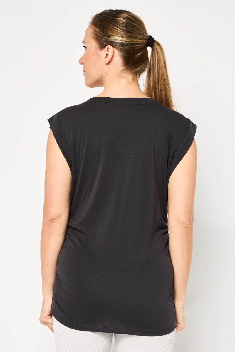 DKNY Sport Women Sportswear Fit Cap Sleeves Outdoor Tops, Black - Image 4