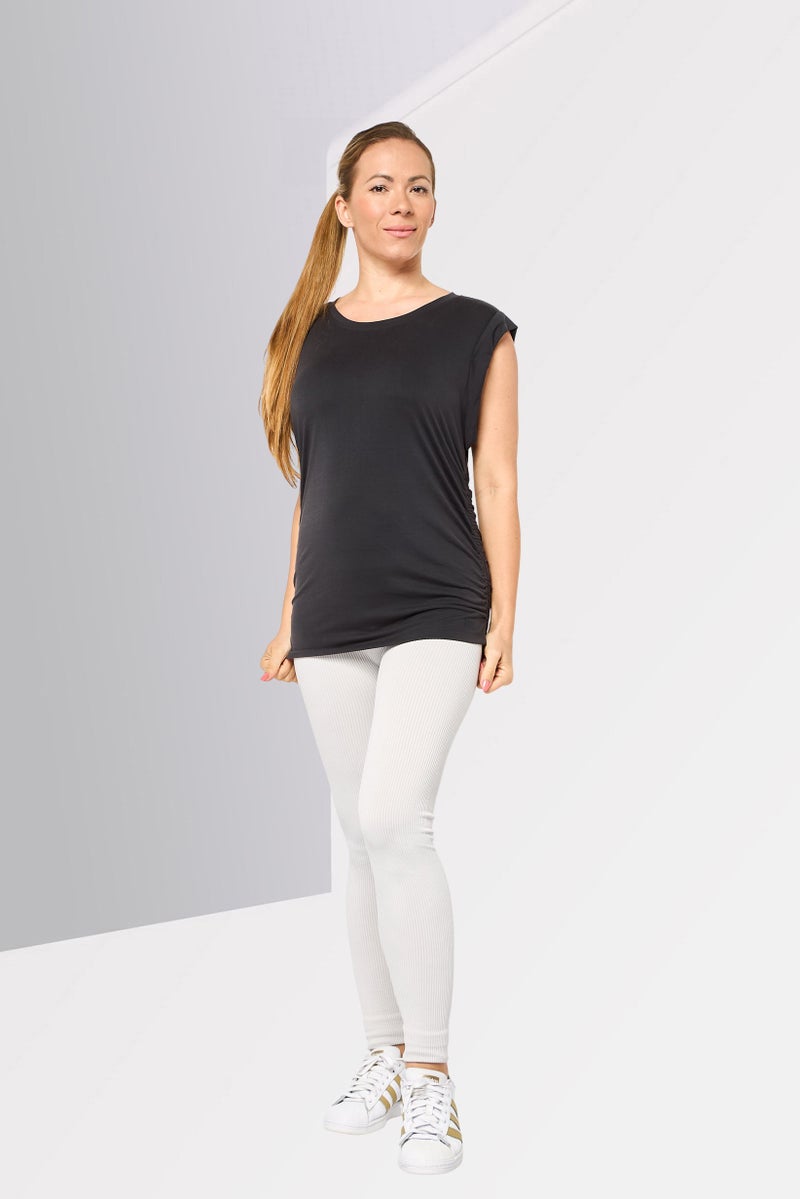 DKNY Sport Women Sportswear Fit Cap Sleeves Outdoor Tops, Black - Image 2