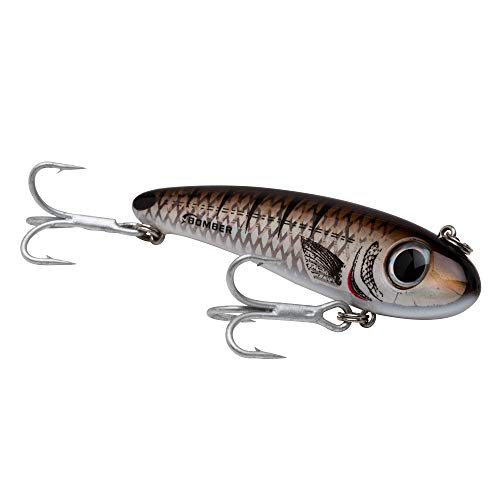 Bomber Lures Mullet Slow-Sinking Twitch, Walking Saltwater Fishing Lure, Excellent for Speckled Trout, Redfish, Stripers and More, 3 1/2", 5/8 oz, Spot-Tail Pogy - Image 2