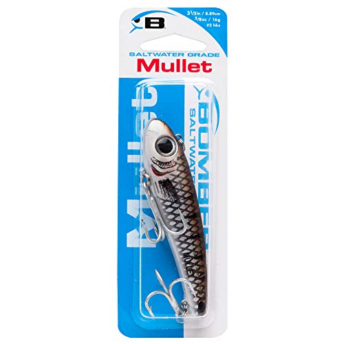 Bomber Lures Mullet Slow-Sinking Twitch, Walking Saltwater Fishing Lure, Excellent for Speckled Trout, Redfish, Stripers and More, 3 1/2", 5/8 oz, Spot-Tail Pogy - Image 3