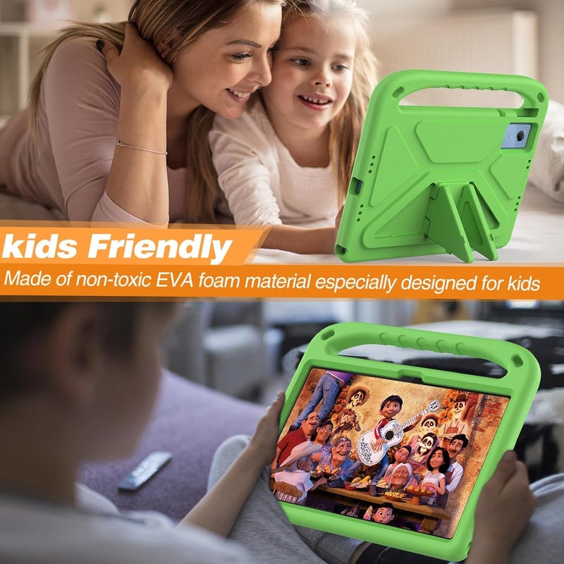 for Lenovo Idea Tab 11 2025 (11") TB-335FC Case Shockproof Light Weight Handle Stand Protective Case Scratch Resistant Made of Kid-Friendly for Kids EVA Shell(Green) - Image 4