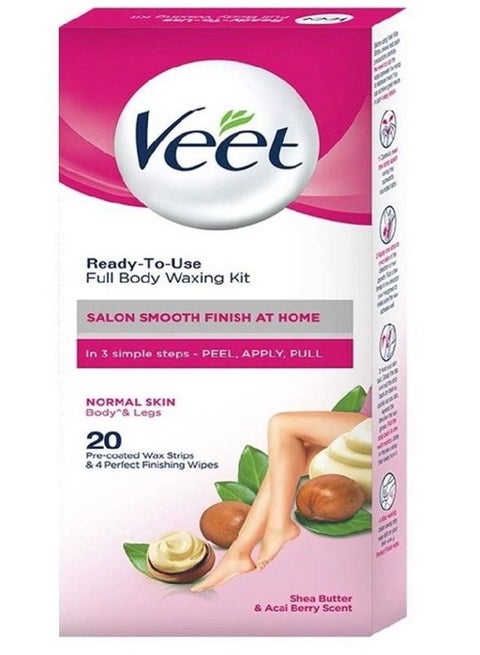 Veet Full Body Waxing Kit Normal Skin Pack of 20 wax strips