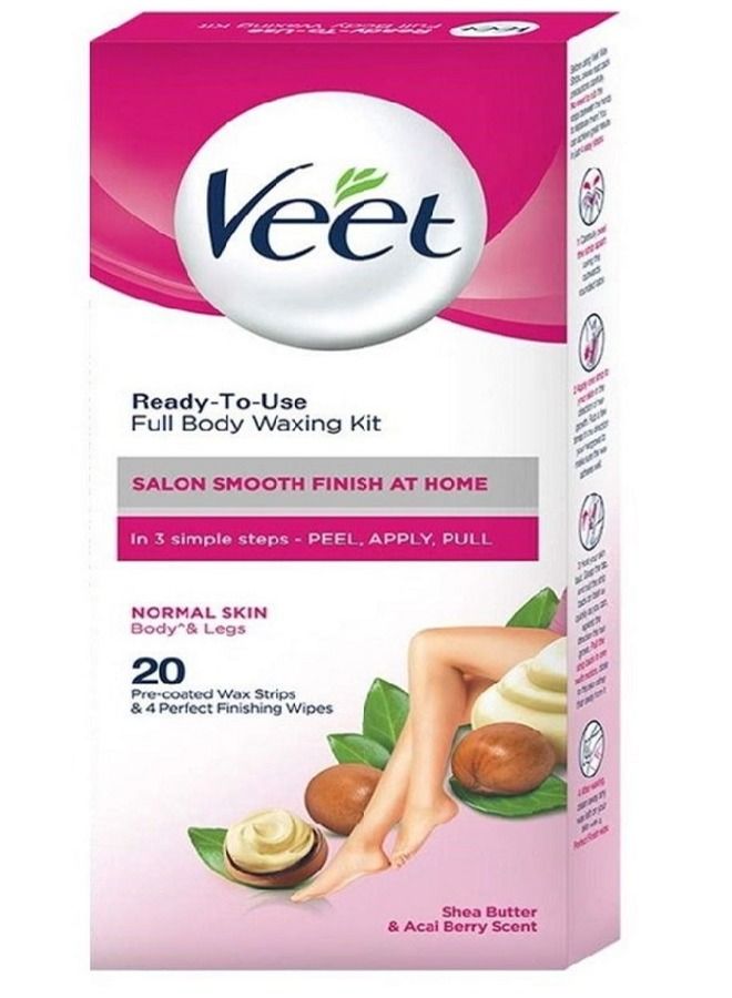 Veet Full Body Waxing Kit Normal Skin Pack of 20 wax strips - Image 1