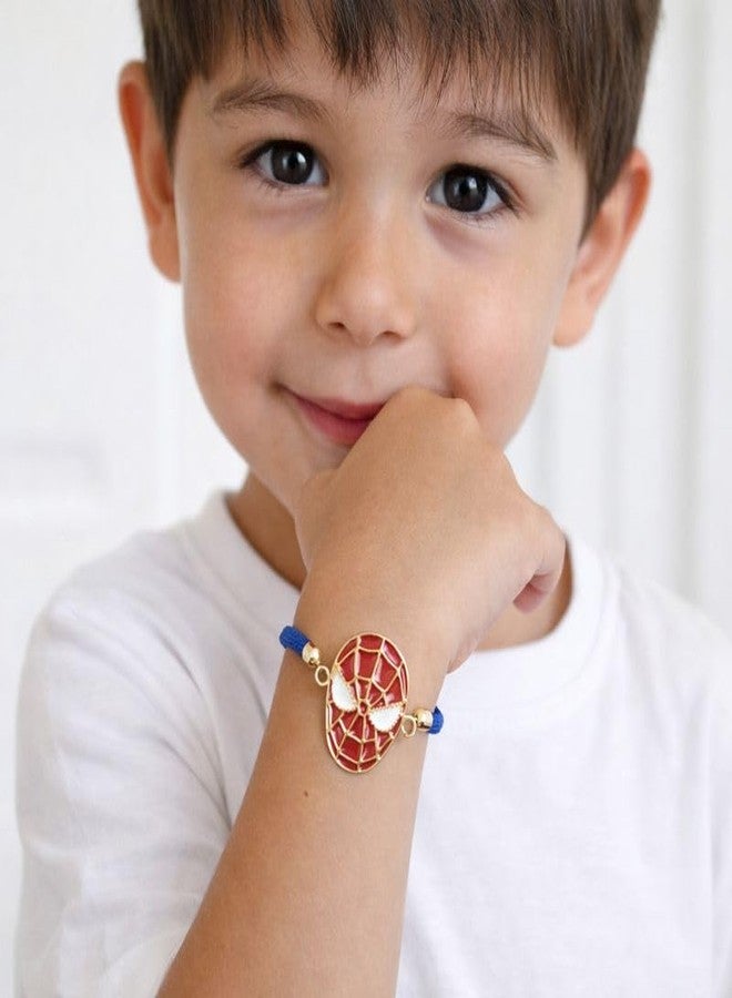 Kizzi Spiderman Lil Bro Premium Bracelet - Adjustable Navy Blue Rope Superhero Premium Bracelet with Spiderman Mask Charm for Kids - Ideal Gift for Brothers - Image 2