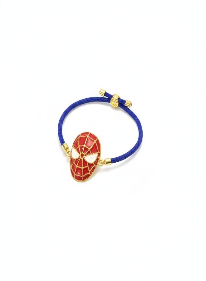 Kizzi Spiderman Lil Bro Premium Bracelet - Adjustable Navy Blue Rope Superhero Premium Bracelet with Spiderman Mask Charm for Kids - Ideal Gift for Brothers - Image 1
