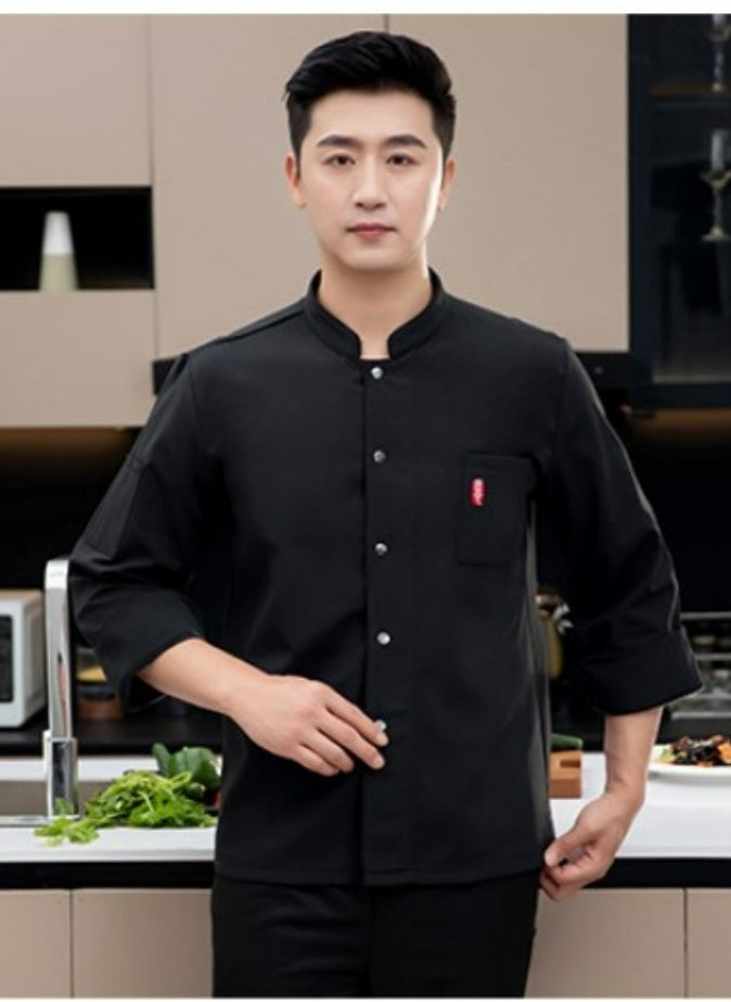 Gasin - Restaurant chef uniform kitchen long sleeve overalls shirt - Image 1