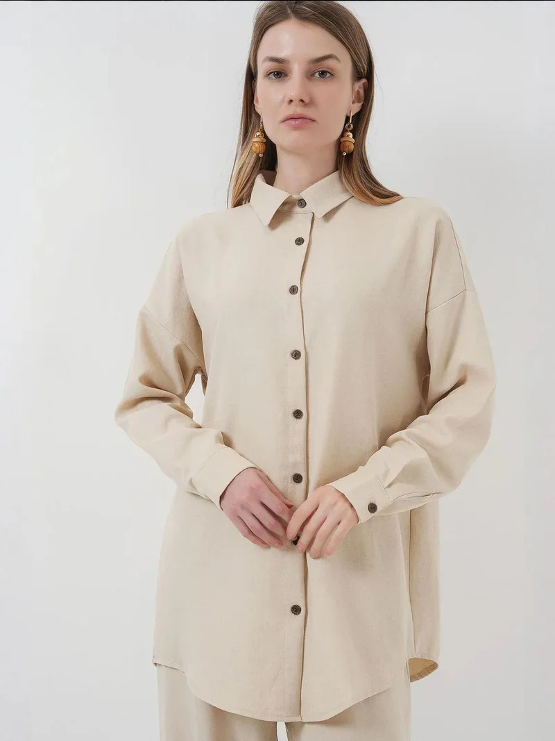BIG DART BDART Linen Blend Long Sleeve Shirt and Pants Co-ord Set