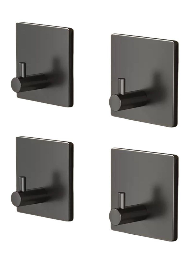 سهام معلقة للرداء مصنوعة من الفولاذ المقاوم للصدأ بقياس 1.77x1.77 بوصة، مع 4 قطع سوداء من الفولاذ المقاوم للصدأ 304، تتميز بخطافات لاصقة ذاتية وخطاف قوي يتحمل 5 كيلوغرامات لتعليق المناشف في الحمام. - Image 1