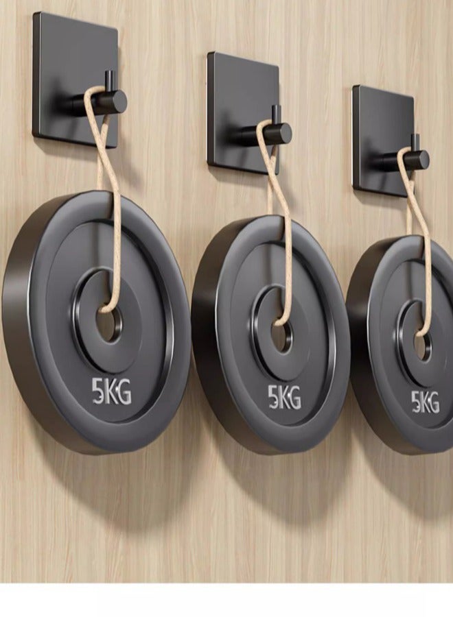 سهام معلقة للرداء مصنوعة من الفولاذ المقاوم للصدأ بقياس 1.77x1.77 بوصة، مع 4 قطع سوداء من الفولاذ المقاوم للصدأ 304، تتميز بخطافات لاصقة ذاتية وخطاف قوي يتحمل 5 كيلوغرامات لتعليق المناشف في الحمام. - Image 2