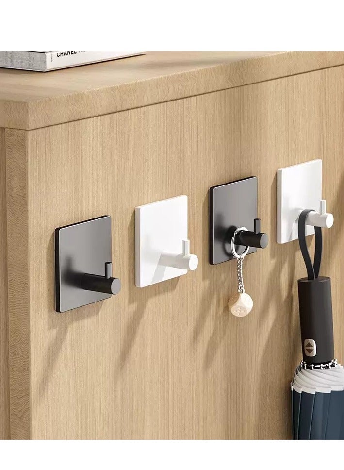 سهام معلقة للرداء مصنوعة من الفولاذ المقاوم للصدأ بقياس 1.77x1.77 بوصة، مع 4 قطع سوداء من الفولاذ المقاوم للصدأ 304، تتميز بخطافات لاصقة ذاتية وخطاف قوي يتحمل 5 كيلوغرامات لتعليق المناشف في الحمام. - Image 5