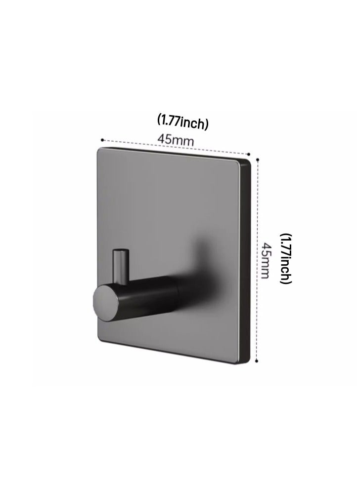 سهام معلقة للرداء مصنوعة من الفولاذ المقاوم للصدأ بقياس 1.77x1.77 بوصة، مع 4 قطع سوداء من الفولاذ المقاوم للصدأ 304، تتميز بخطافات لاصقة ذاتية وخطاف قوي يتحمل 5 كيلوغرامات لتعليق المناشف في الحمام. - Image 4